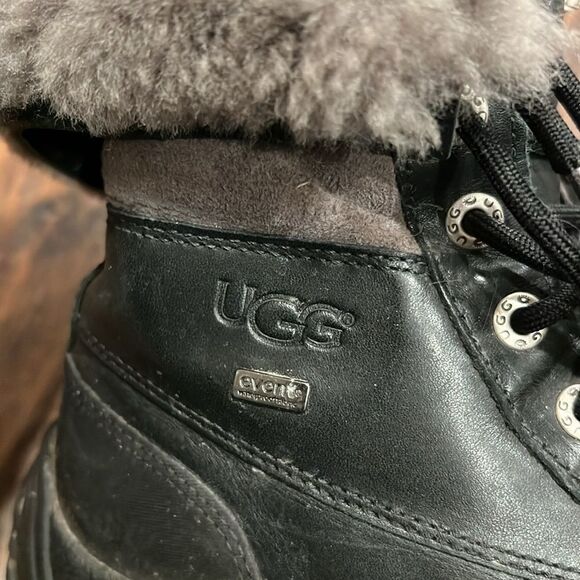 UGG Adirondack II Black Grey Gray Waterproof Leather Snow Boots Size US 5 GUC - Picture 3 of 11
